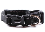 Pet One Collar Adjustable Reflective 15mm 24-37cm Black-dog-The Pet Centre