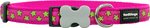 Red Dingo Dog Collar Stars Lime on Hot Pink Medium 20mm x 30-47cm-dog-The Pet Centre