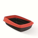 Cat Love Rimmed Litter Tray Large Charcoal / Red-cat-The Pet Centre