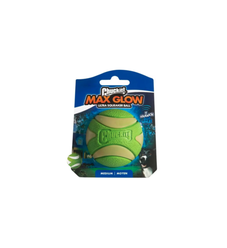 Chuckit Max Glow Ultra Squeaker Ball Med - 1pk