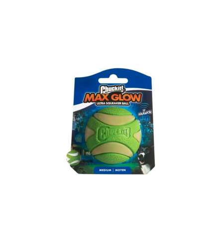 Chuckit Max Glow Ultra Squeaker Ball Med - 1pk