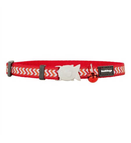 Red Dingo Cat Collar Reflective Ziggy Red 12mm x 20-32cm