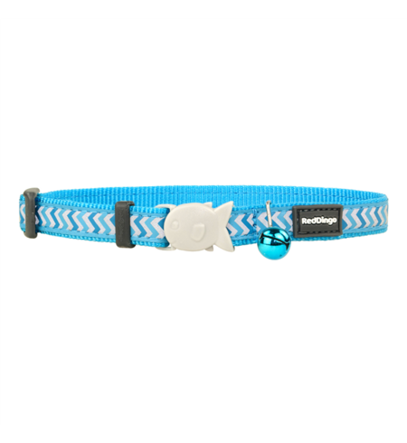 Red Dingo Cat Collar Reflective Ziggy Turquoise 12mm x 20-32cm