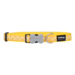 Red Dingo Dog Collar Gingham Yellow Medium 20mm x 31-47cm-dog-The Pet Centre