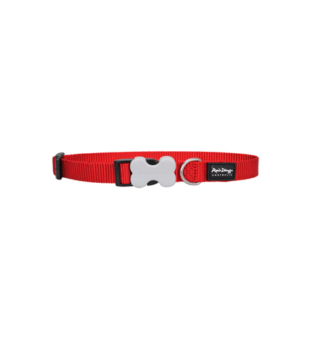 Red Dingo Dog Collar Plain Red Medium 20mm x 30-47cm