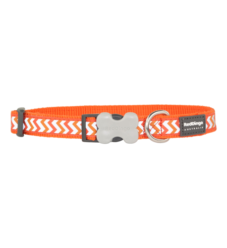 Red Dingo Dog Collar Reflective Ziggy Orange Large 25mm x 41-63cm