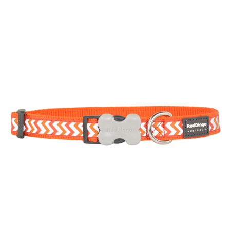 Red Dingo Dog Collar Reflective Ziggy Orange Small 12mm x 20-32cm