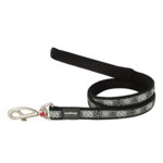 Red Dingo Dog Lead Paw Impressions Black Medium 20mm x 1.2m-dog-The Pet Centre