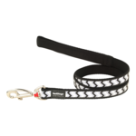 Red Dingo Dog Lead Reflective Ziggy Black Medium 20mm x 1.2m-dog-The Pet Centre