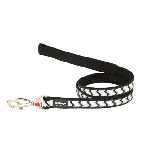 Red Dingo Dog Lead Reflective Ziggy Black Medium 20mm x 1.2m