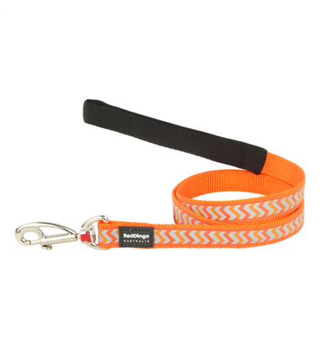 Red Dingo Dog Lead Reflective Ziggy Orange Medium 20mm x 1.2m