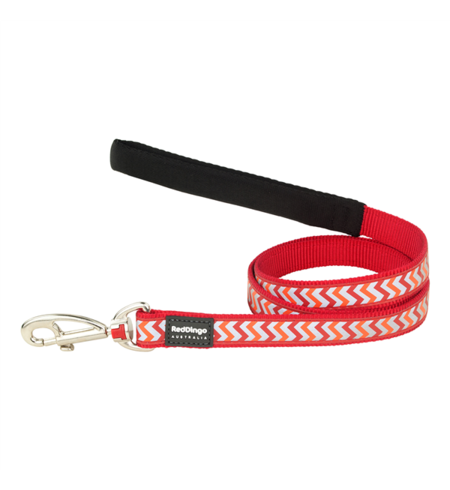 Red Dingo Dog Lead Reflective Ziggy Red Medium 20mm x 1.2m