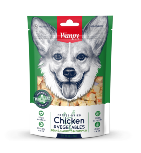 Wanpy Freeze Dried Chicken & Vegetables Dog Treat 40g