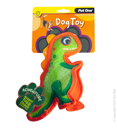 Pet One Adventure Squeaky Dinosaur Green 24cm