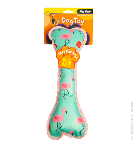 Pet One Interactive Squeaky Flamingo Bone 35cm