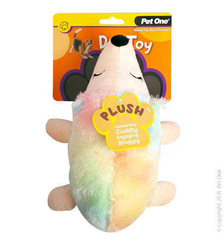 Pet One Plush Squeaky Rainbow Unihog 26cm