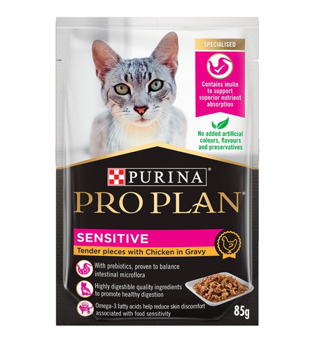 Pro Plan Adult Cat Sensitive Chicken in Gravy Pouch 85g