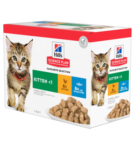 Hills Science Diet Kitten Variety Pack Pouches 12x Box