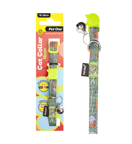 Pet One Cat collar nylon 18-28cm 19mm neon Green