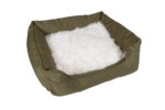 Yours Droolly Square Dog Bed Green Small (50x43x17cm)-dog-The Pet Centre