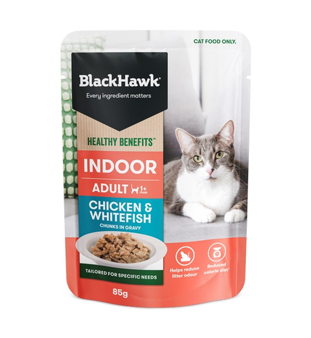 Black Hawk Healthy Benefits Cat Indoor Chicken Fish Gravy 85g
