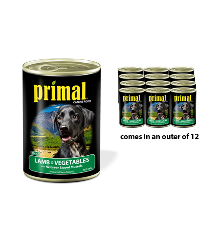 Primal Can Adult Lamb Vege & Mussel 390g