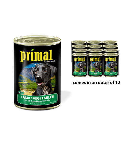 Primal Can Adult Lamb Vege & Mussel 390g