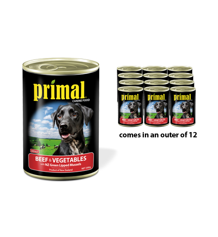 Primal Can Adult Beef Vege & Mussel 390g