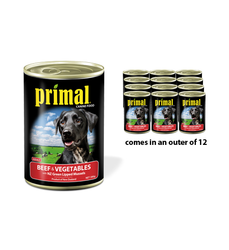 Primal Can Adult Beef Vege & Mussel 390g