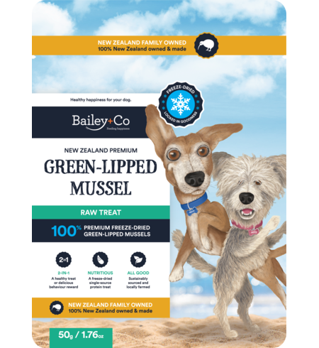 Bailey+Co Freeze Dried NZ Premium Green-Lipped Mussel Raw Treat 50g