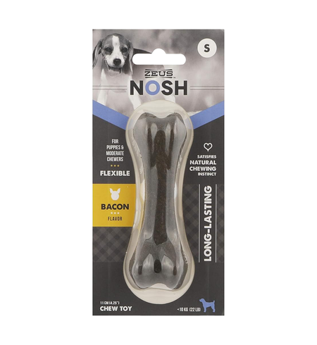Zeus Nosh Flexible Chew Bone Bacon Flavour For Puppies Sml 11cm