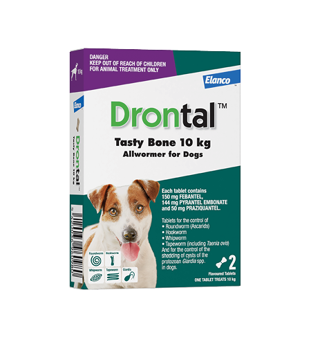 Drontal Dog Tasty Bone Allwormer 10kg 2's
