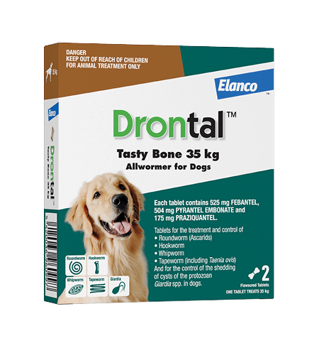 Drontal Dog Tasty Bone Allwormer 35kg 2's