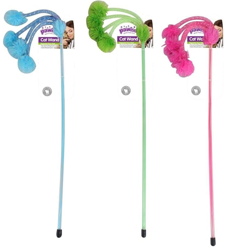 Pawise Cat Wand with Pom Poms