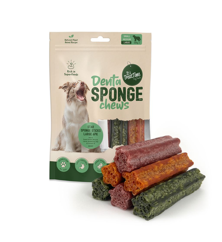 Its Treat Time Dental Sponge Star Sticks Large 6 Pk
