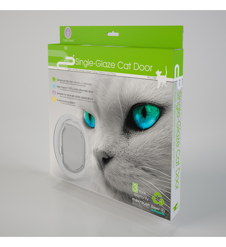 Pet-Corp Slim Profile Single Glaze Glass White Cat Door