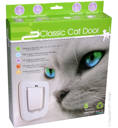Pet-Corp Classic Glass & Wood Fitting White Cat Door