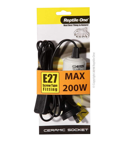 Reptile One Heat Lamp Socket Ceramic Suit Up To 200w E27 Screw