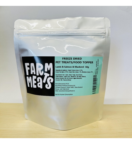 Farm Meats Freeze Dried Topper Lamb, Salmon, Mackerel 60g