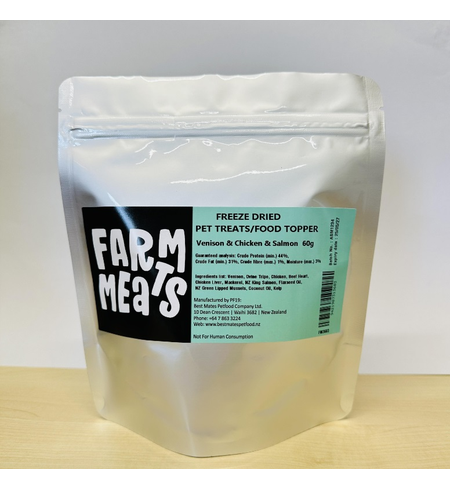 Farm Meats Freeze Dried Topper Venison, Chicken & Salmon 60g