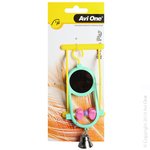 Avi One Bird Toy Round Mirror w Geometric Beads-bird-The Pet Centre