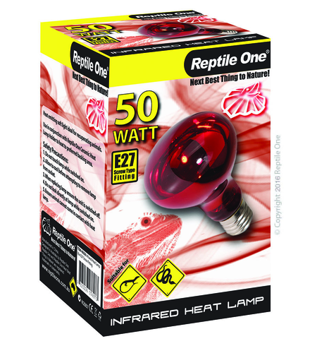 Reptile One Heat Lamp Infrared Medi Lamp 50W E27 Screw Fitting
