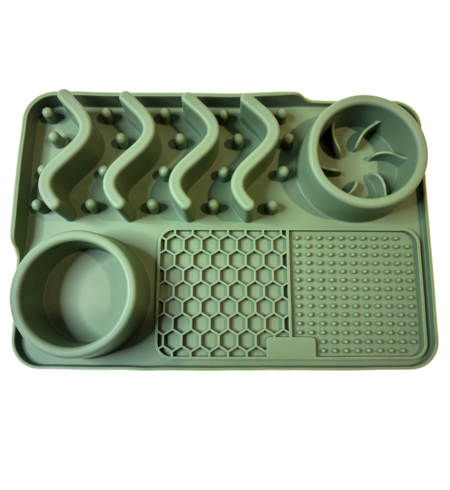 Slow Feeder Mat Bento Olive 30x20cm