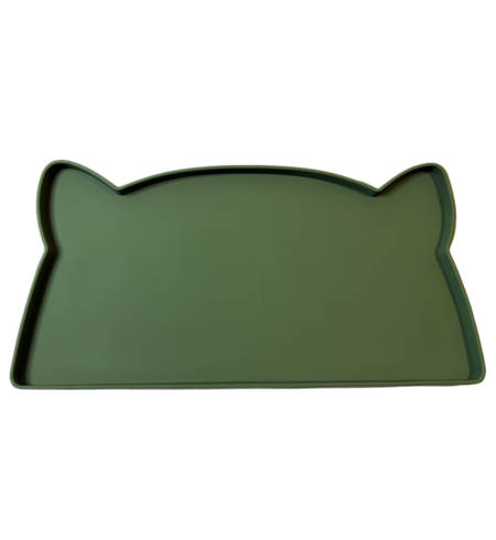 Waggin Tails Silicone Mat Cat Head Olive
