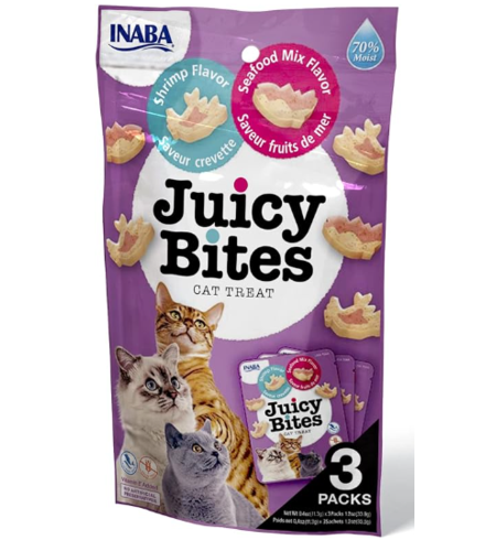 Inaba Cat Juicy Bites Shrimp & Seafood Mix Flavour 11g x3