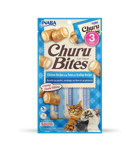 Inaba Cat Churu Bites Chicken Recipe wraps Tuna with Scallop Recipe 10g x3