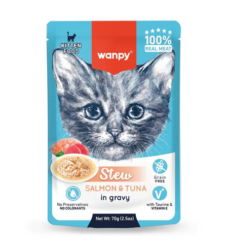 Wanpy Salmon and Tuna 70g Kitten Pouch
