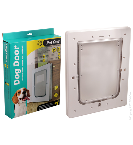 Pet One Dog Door Poly M Ins Flap Wood Door Panel Mount Fit 16kg 46cm