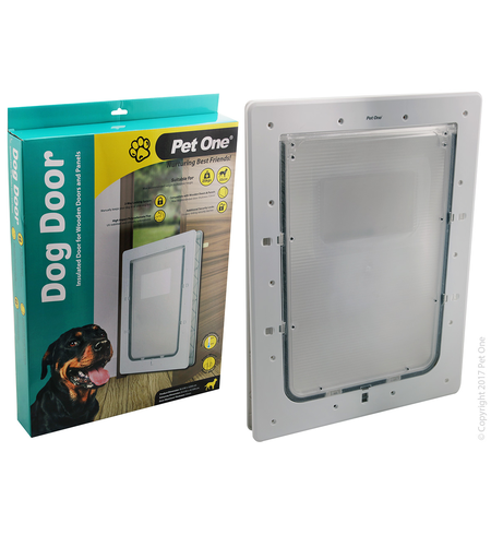 Pet One Dog Door Poly L Ins Flap Wood Door Panel Mount Fit 25kg 55cm