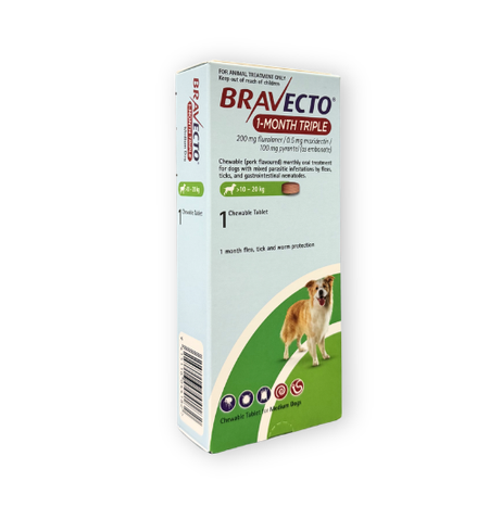 Bravecto 1 Month Triple Medium Dog 10.1 - 20kg 1pk